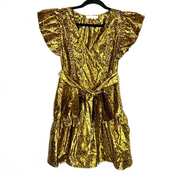 NWOT LoveShackFancy Zoya Gold Ditsy Floral Mini Dress. - Picture 4 of 15